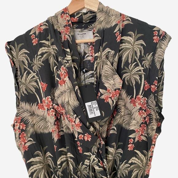 One Teaspoon Palm Floral Tropical Relaxed Boho Vacation Summer Women Romper XS - Picture 5 of 10